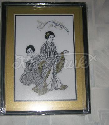 Вышитая картина "Японские девушки и сакура" купить