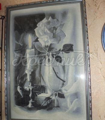 Вышитая картина "Свеча и роза" купить Киев