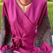 Блуза з вишивкою "Фуксія" малинова вишиванка бордова