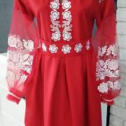 Червоне вишите плаття "Рубін" фото