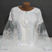 Біла вишиванка бохо з рішельє "Баварезе" фото