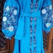Синє вишите плаття-бохо "Феліція"  фото