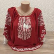 Жіноча вишиванка "Білі узори на червоному" фото