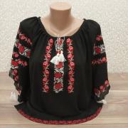 Жіноча вишиванка "Троянди на чорному" фото