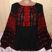 Чорна шифонова вишиванка "Рубін" фото