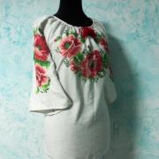 Жіноча туніка-вишиванка на льоні "Маки" українські вишиванки