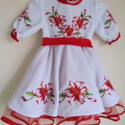 Детское платье вышиванка "Красная лилия" фото