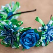 Венок в стиле канзаши "Голубика" фото