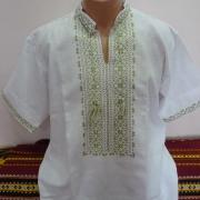 Белая мужская вышиванка "Оливковая звезда" Фото Крестик Киев 