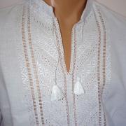 Мужская вышиванка белым по белому "Утонченная" фото