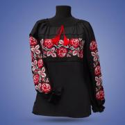 Жіноча вишиванка "Червона троянда на чорному" фото
