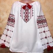 Дитяча вишита сорочка червоні ромбифото