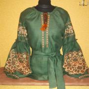 Зеленая вышитая блуза "Древо жизни" фото