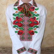 Детская вышиванка  "Украинские маки" фото