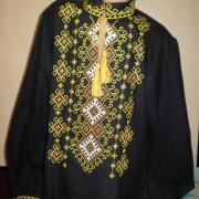 Мужская вышитая рубашка "Лимонные ромбы" фото