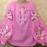 Женская вышиванка гладью "Розовые мечты" фото