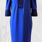 Женское вышитое платье " Классика в синем" купить