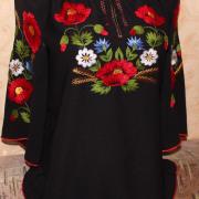 Чорна вишита вручну сорочка Вогні ночі