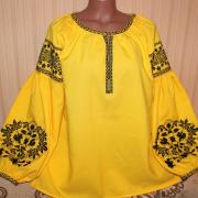 Яскраво жовта жіноча вишиванка в бохо стилі купити вишиванку