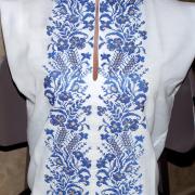 Біла вишиванка "Сині колоски" фото