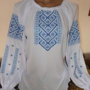 Шифоновая женская блуза с голубой вышивкой купить Киев