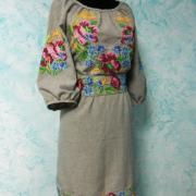 Украинское платье на льне "Маковый мотив" купить