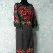 Украинское платье "Маки на сером" фото