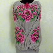 Женская вышиванка "Розовые пионы" купить Киев