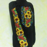 Чорна жіноча вишиванка "Сонячні соняшники" Житомир