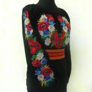 Женская вышиванка на шифоне "Маковый венок"