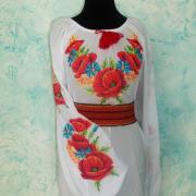 Женская вышиванка с маками и васельками крестиком купить Киев