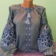 Женская вышиванка серая "Дерево рода" фото Крестик Киев