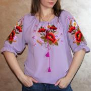 Літня жіноча вишиванка "Заріна" бузкового кольору купити Київ