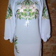 Вышитое женское платье "Белые орхидеи" фото