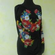 Женская украинская вышиванка "Полевые цветы и колоски"