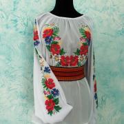 Женская вышиванка цветочная на шифоне