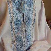 Мужская вышиванка "Синий ледник" ручная вышивка