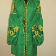 Сукня вишиванка в стилі бохо "Весняний романс" зелена вишита сукня