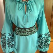 Женская вышиванка "Цветочная бирюза" фото Крестик Киев