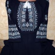 Жіноча вишиванка на шифоні "Блакитний виноград" фото