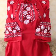 Жіноча вишиванка на червоному шифоні "Яра" фото