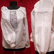 Женская вышиванка с мережками "Белая ружа" купить Крестик Киев