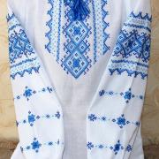 Детская вышиванка на девочку "Нотка синяя" фото