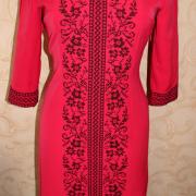 Красное украинское платье с сокальской вышивкой фото