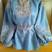 Женская вышиванка "Ромбы джинс" фото