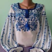 Женская вышиванка "Синие розы" фото Крестик Киев