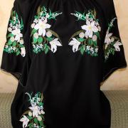 Женская черная шифоновая вышивака