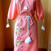 Вышитое украинское платье "розовые мечты" купить