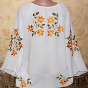 Вышиванка для девочки "Золотистые цветочки" фото