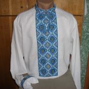 Вышитая мужская сорочка на домотканном полотне. Вышитая крестом мужская сорочка